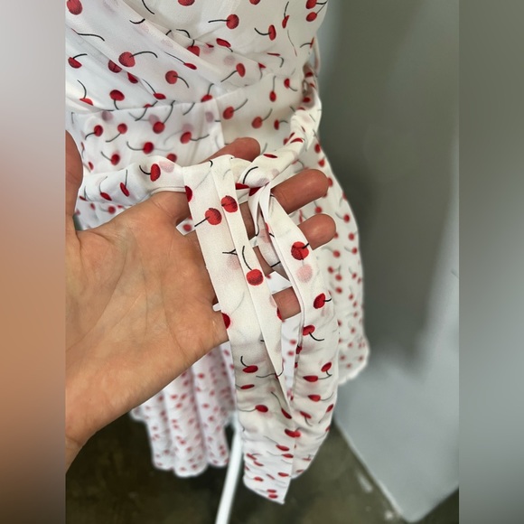 Cherry Summer Dress Asymetrical Wrap - Picture 3 of 7